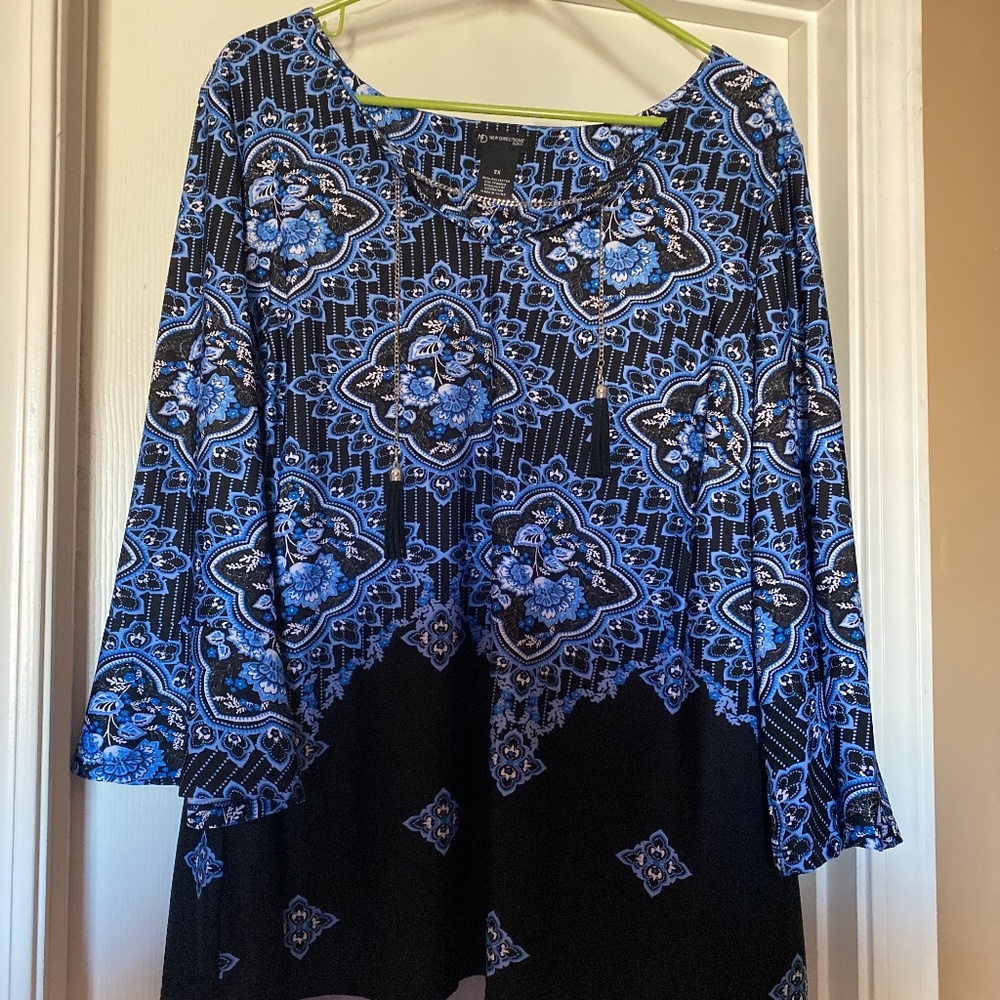 New Directions Black and Blue Top